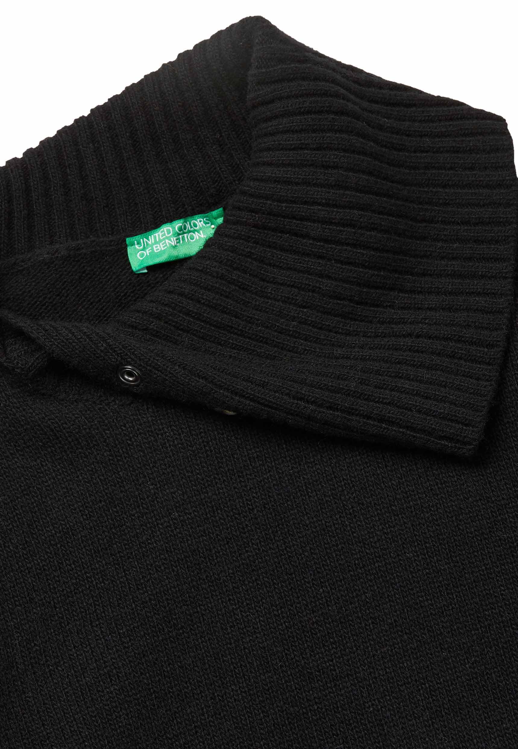 Benetton 1444dv02f vestito donna nero ginocchio svasato