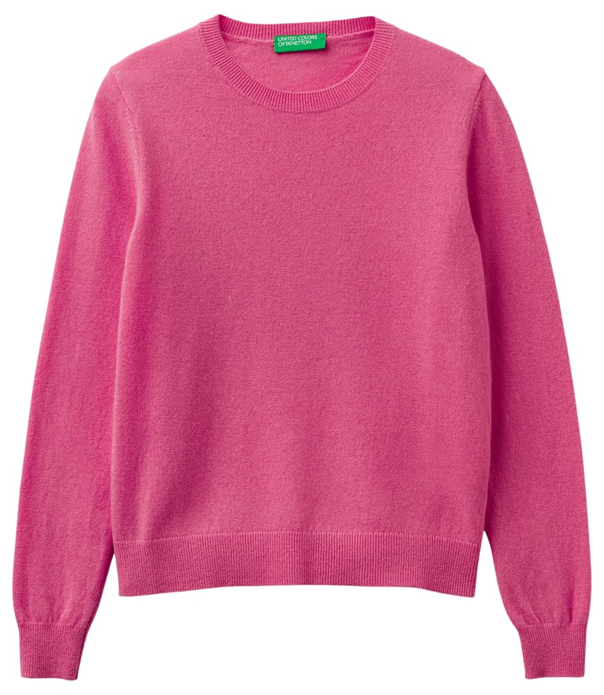 Benetton Maglieria Maglione Girocollo Lana Merino Manica Lunga