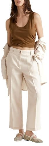 Benetton Pantaloni Jeans Pantalone Donna Beige Taglia 42