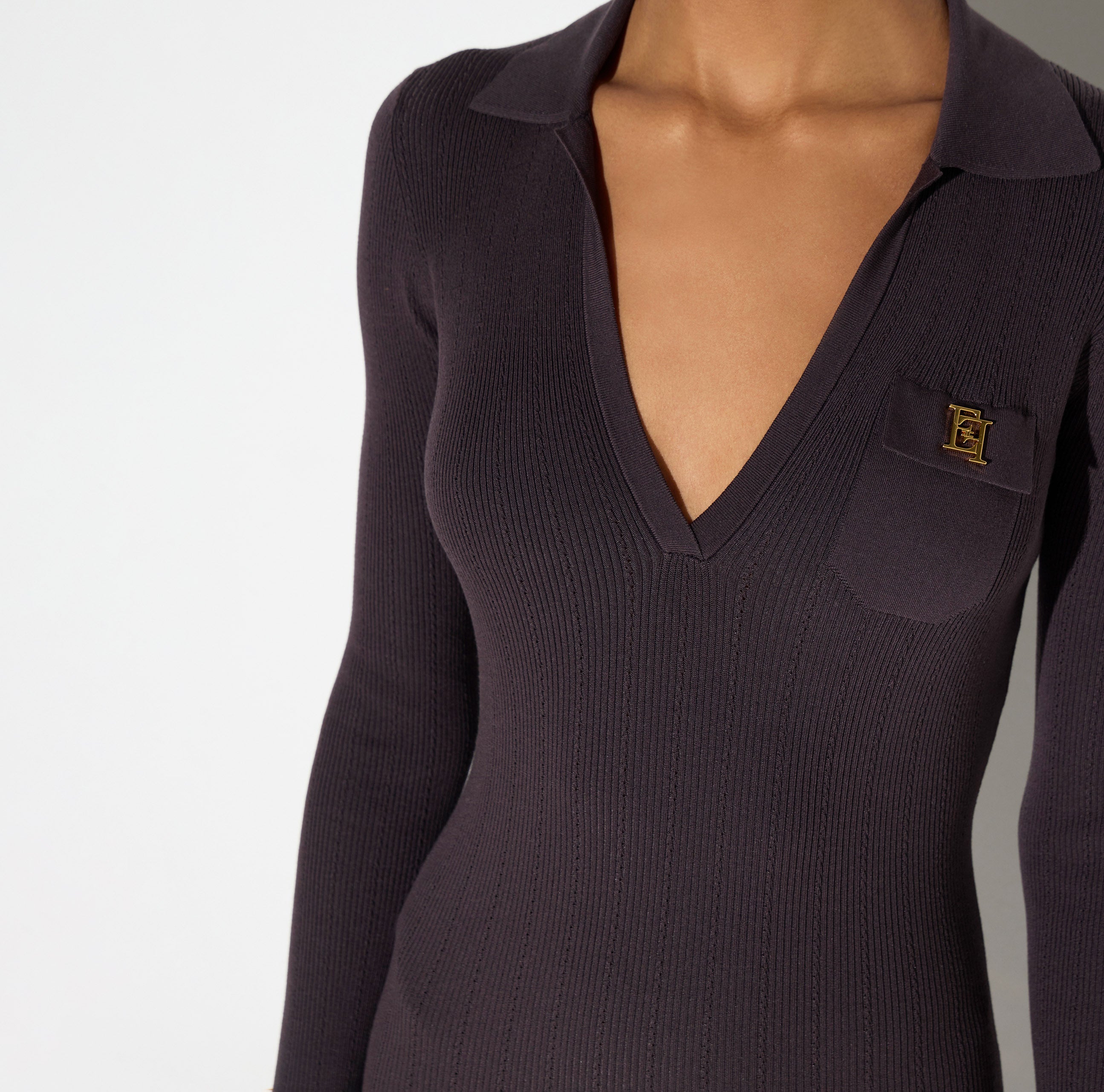Elisabetta Franchi AM08B66E2 Abito Midi Marrone Maglia
