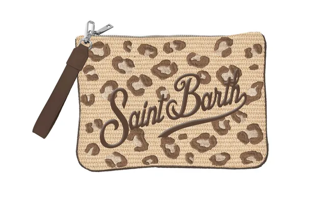 MC2 Saint Barth Parisienne Straw Pochette Leopard Beige