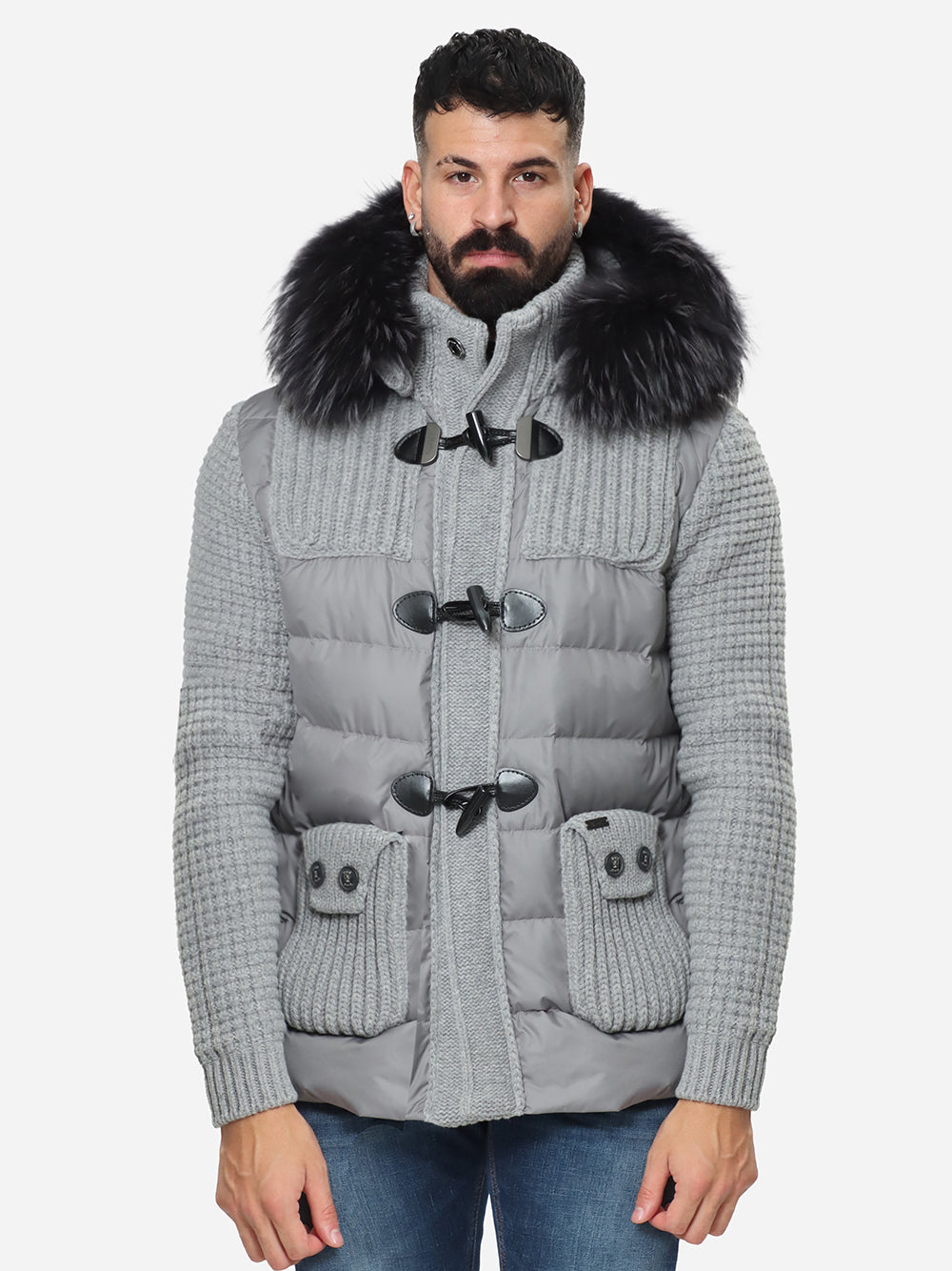 Bark 8036/C Giubbotto Uomo Grigio Piuma d'Oca