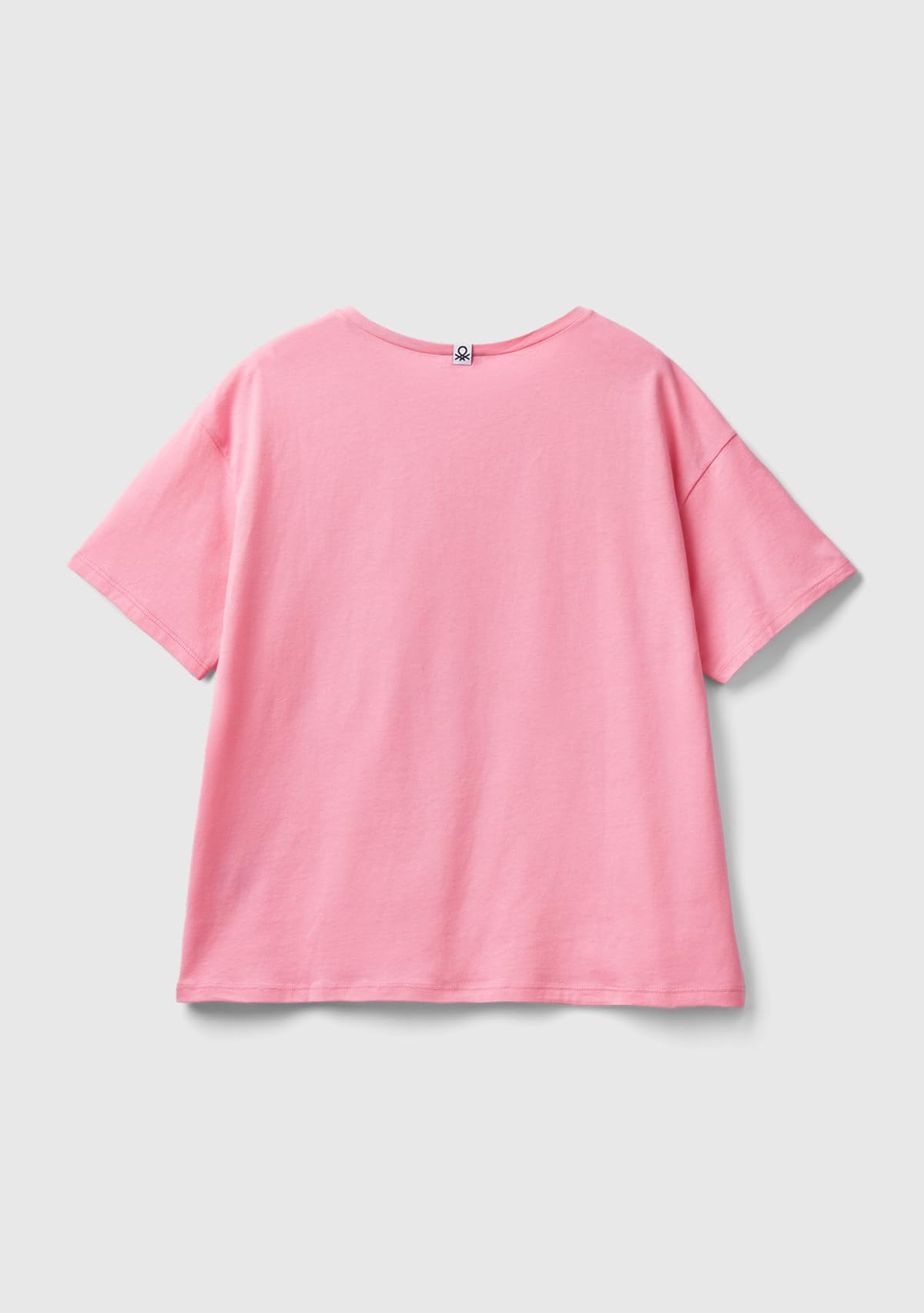 Benetton 30963m04r maglietta pigiama donna rosa logo