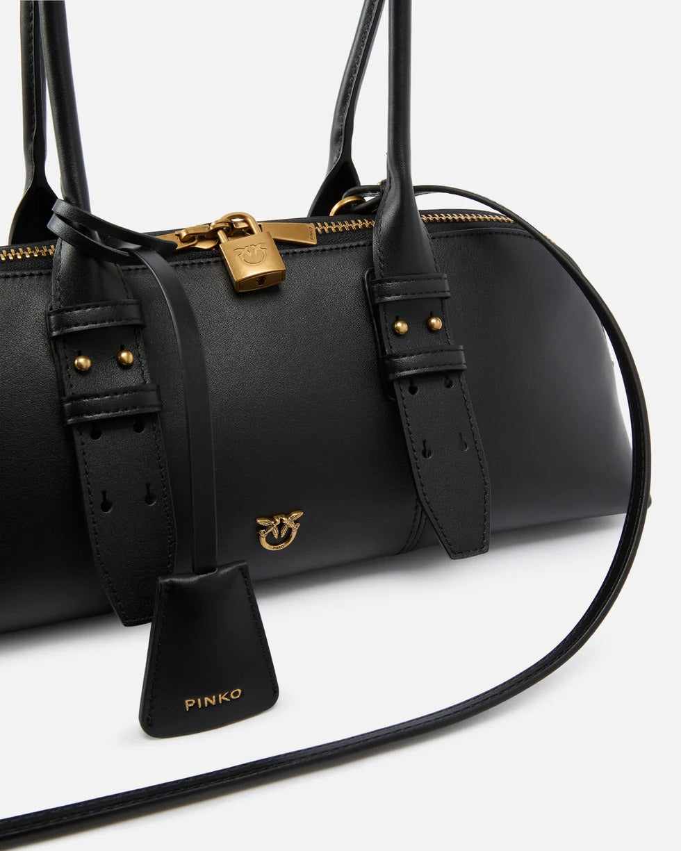 Pinko Bowling Escape 106169 A0QO Borsa Pelle Nera Gold