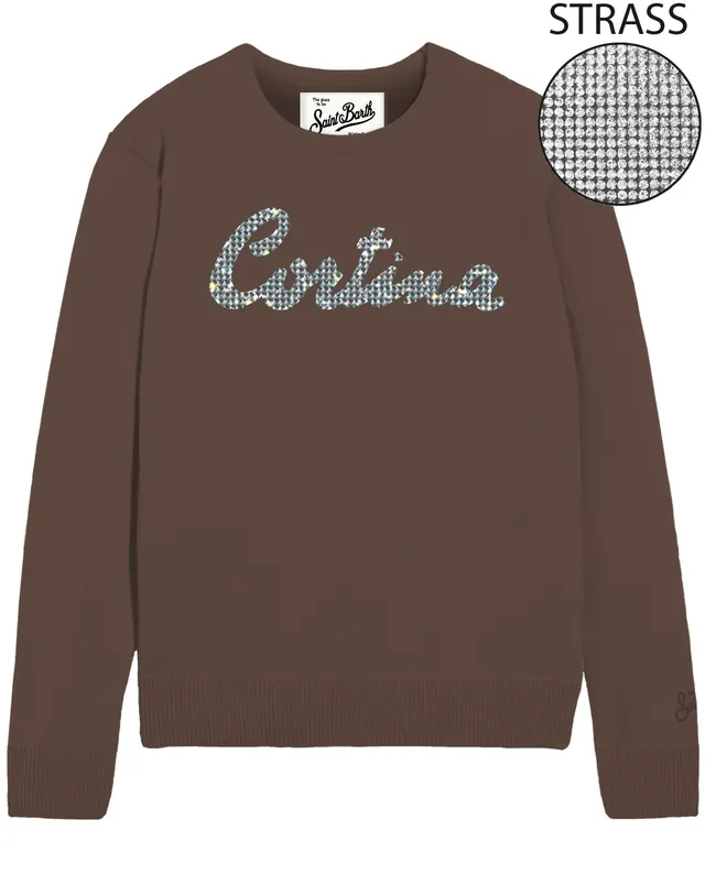 MC2 Saint Barth New Queen maglione donna Cortina Marrone strass