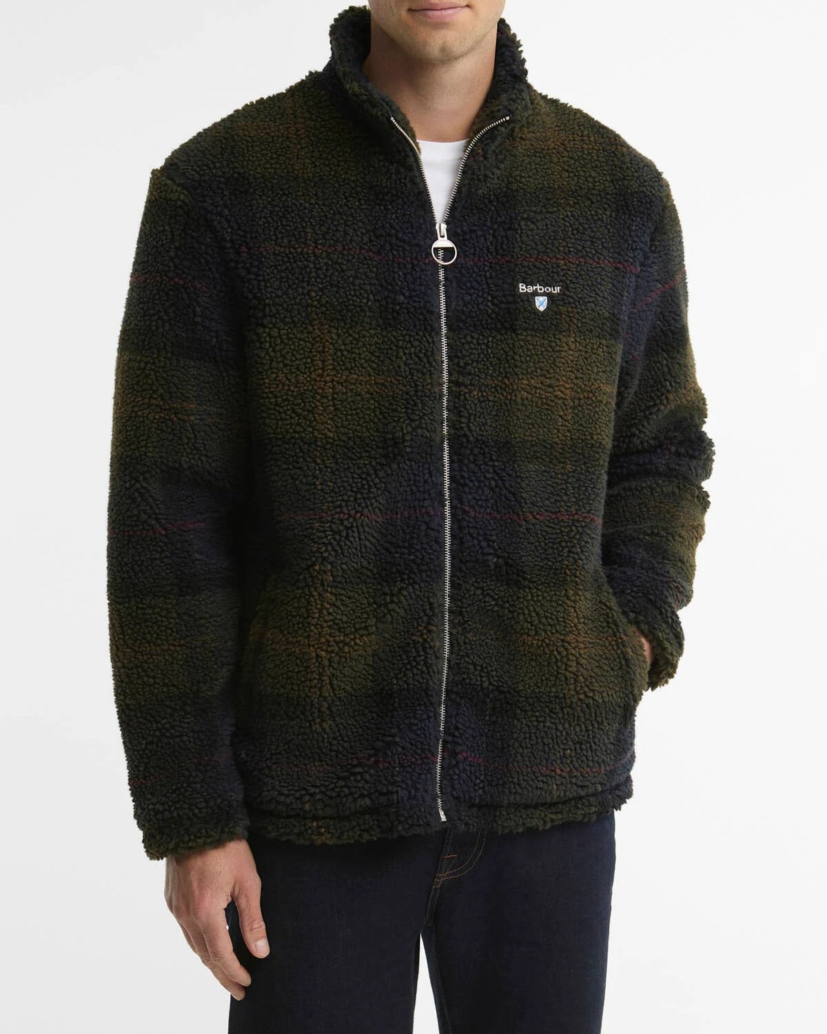 Barbour MFL0187 Felpa Sherpa Tartan Collo Alto Zip