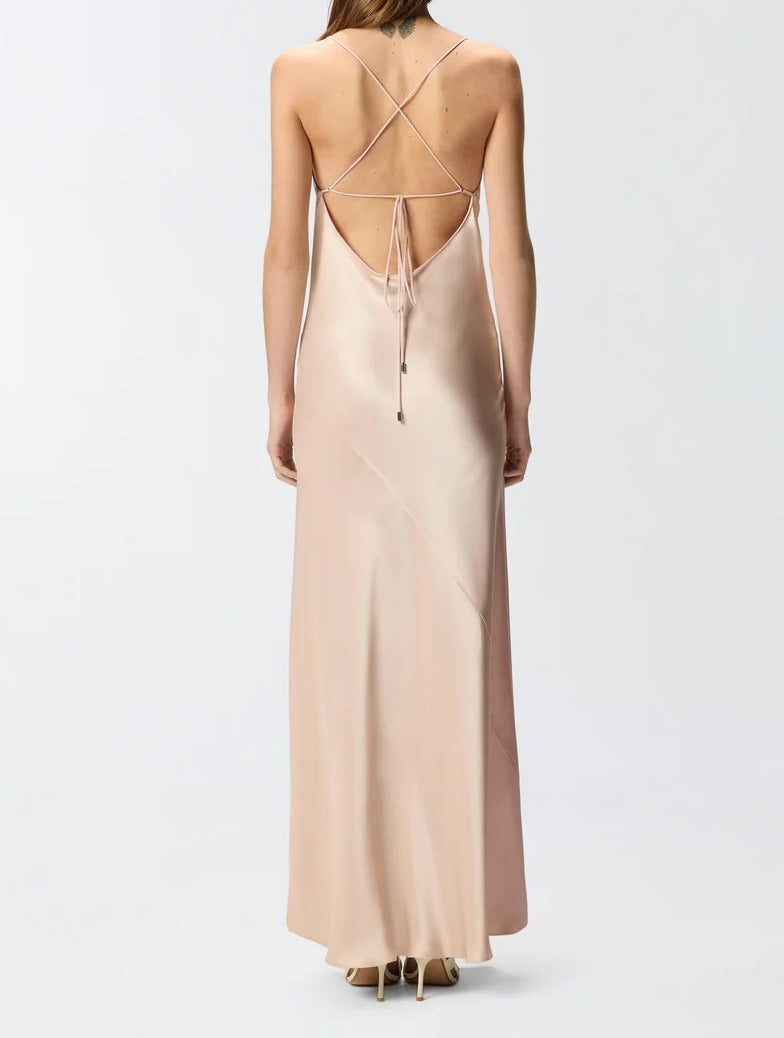 Pinko Farro 106587 A1Y5 abito lungo rosa satin
