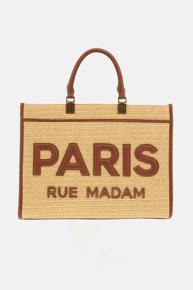 Rue Madam 1533 Iconique Tote borsa paglia brown tracolla