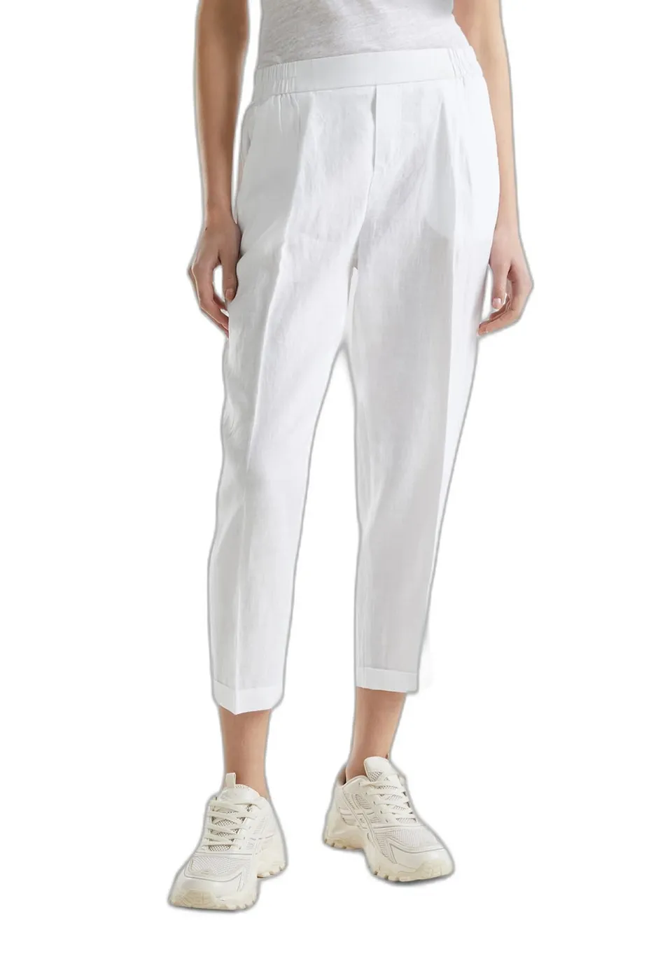 Benetton 4agh558x5 Pantaloni Donna Bianco Ottico