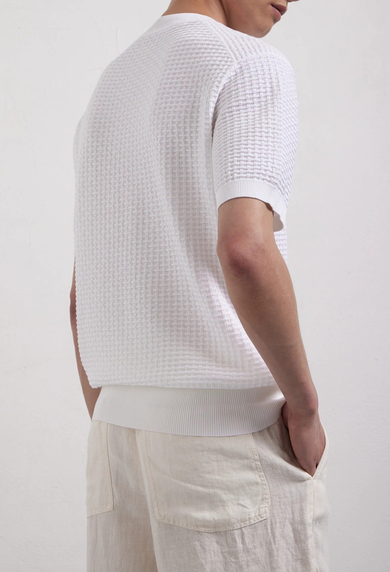 Kangra 3015 21 maglia uomo bianca punto alveare