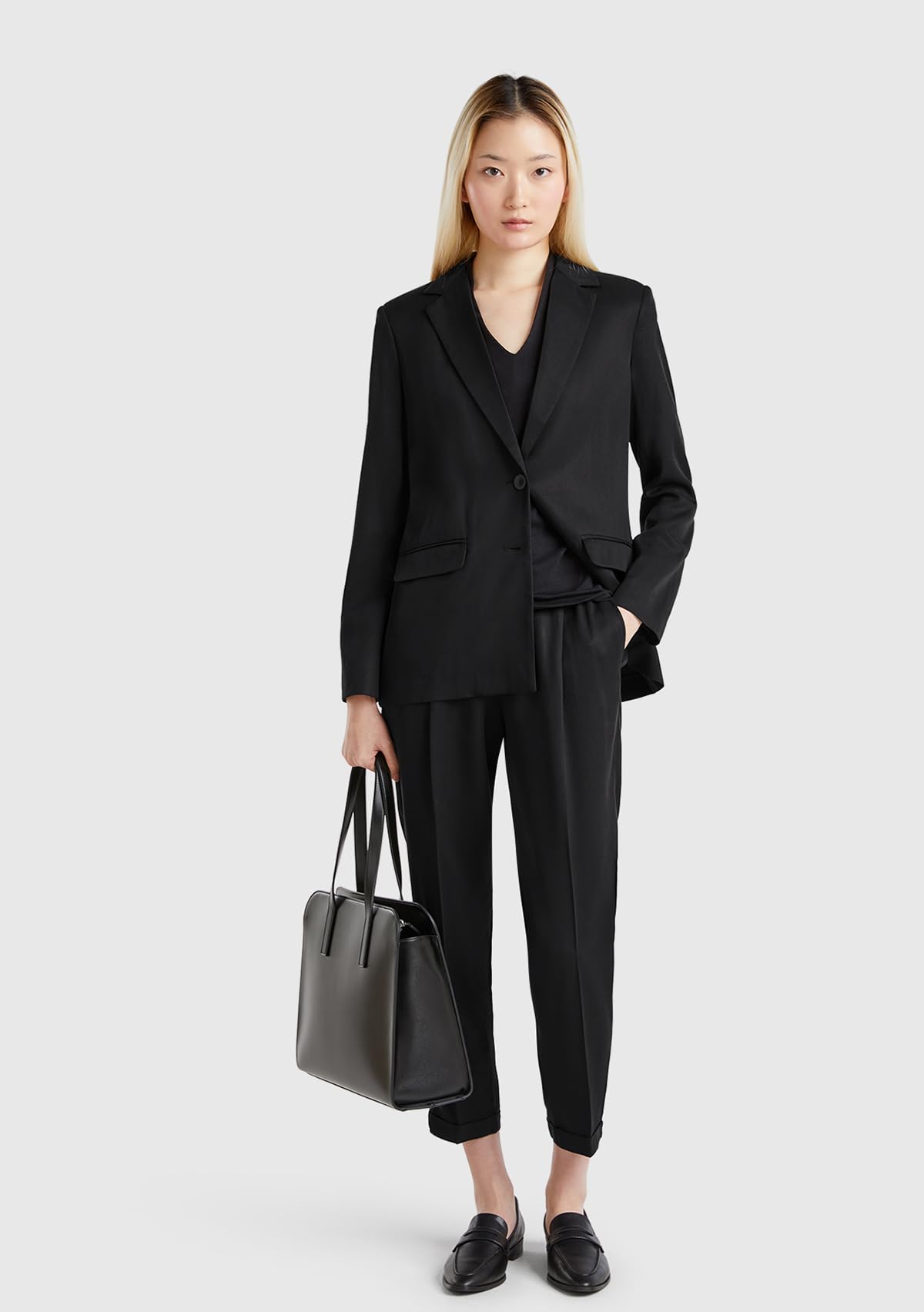 Benetton pantalone donna vita elasticizzata con risvolto