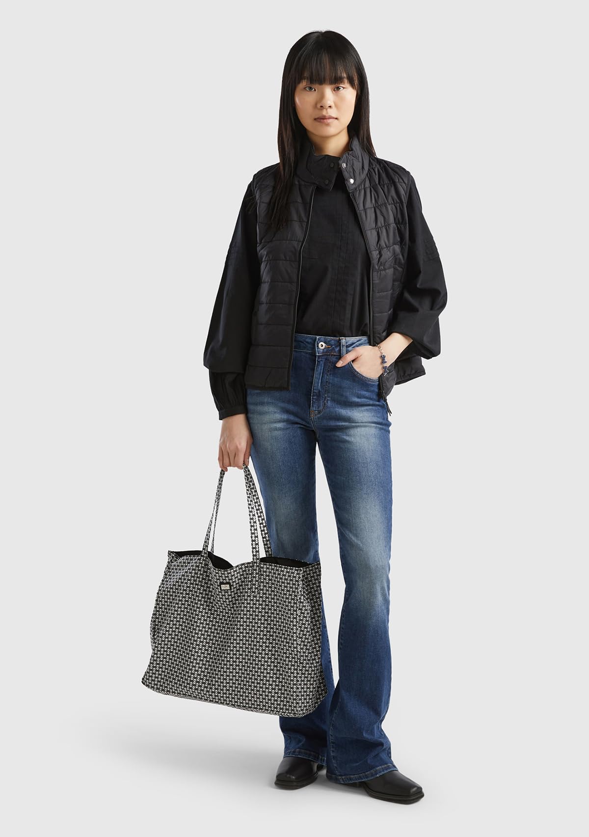 Benetton gilet donna imbottito con zip e tasche laterali