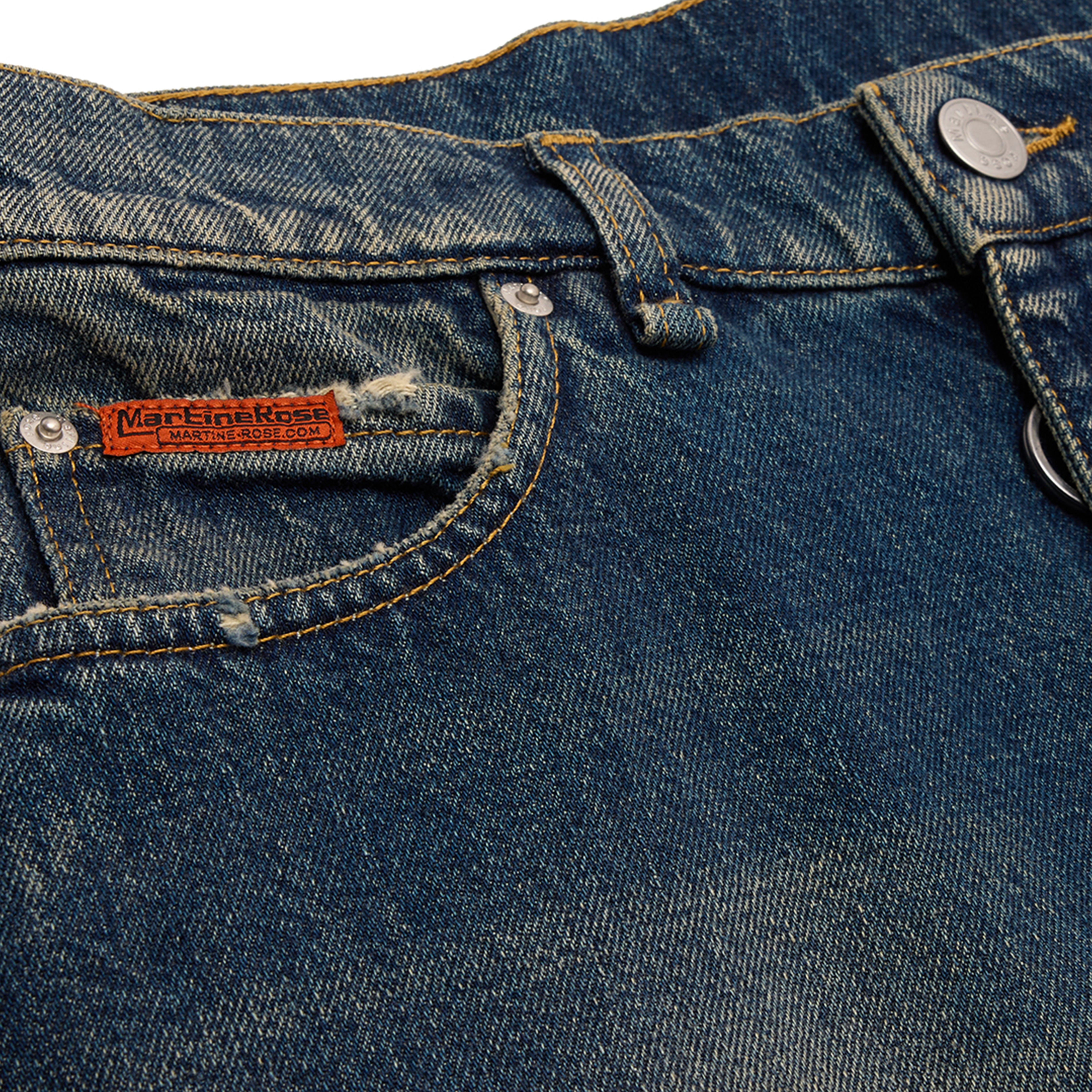 Martine Rose Denim Apron Skirt gonna blue trucker cotone