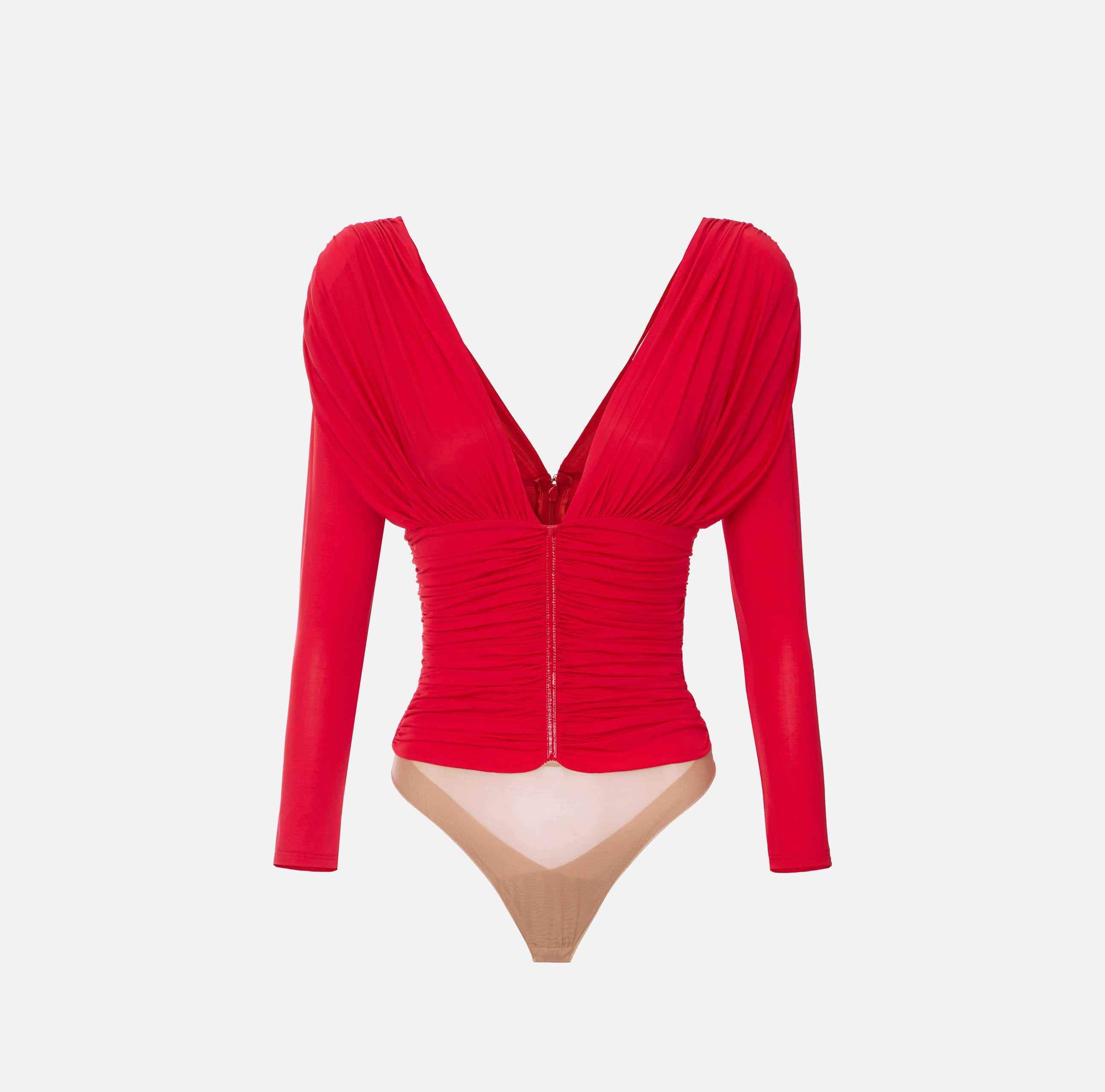 Elisabetta Franchi BO04367E2 body rosso jersey crêpe drappeggiato