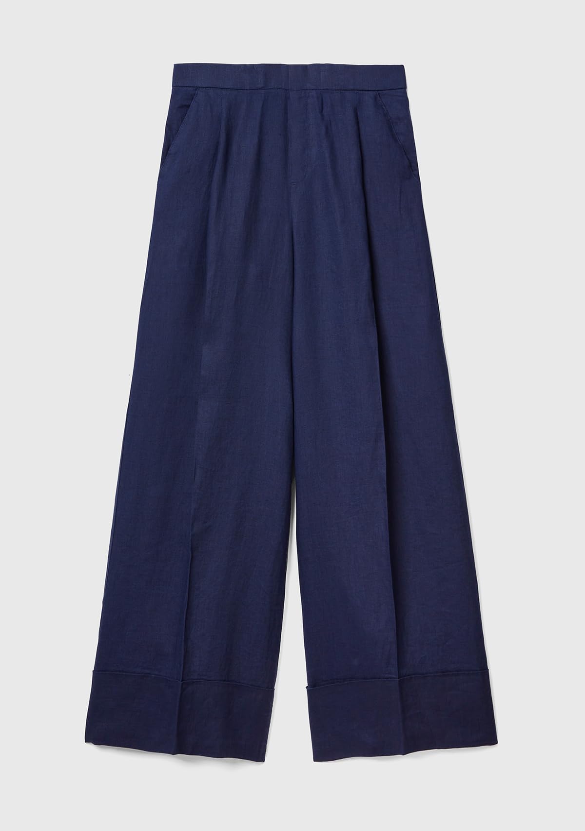 Benetton pantalone donna palazzo lino gamba ampia
