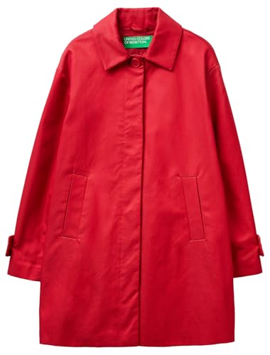 Benetton 2X2LDN098 Cappotto Donna Rosso in Cotone Regular Fit