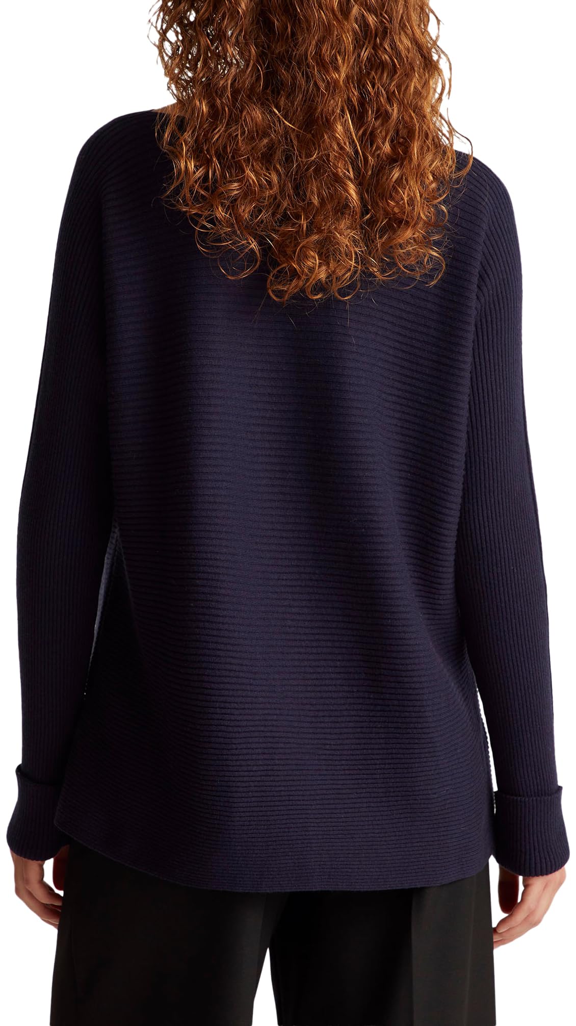 Benetton Maglione Donna Barchetta Cotone Lana Boxy