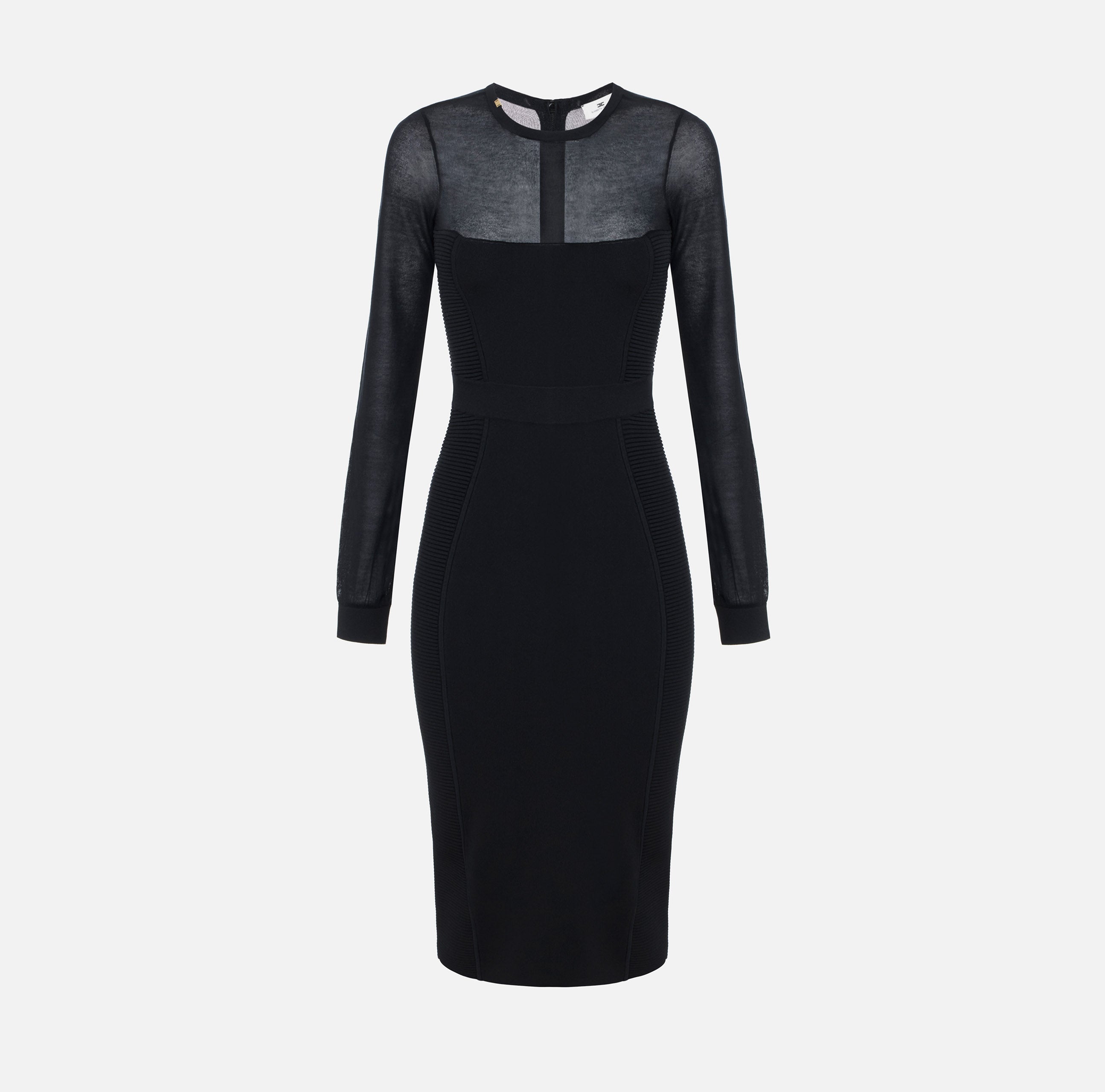 Elisabetta Franchi AM53B67E2 abito midi maglia nero costine