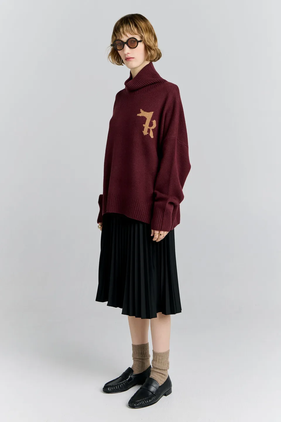 Karen Walker K Flag Sweater Maglione Mogano Lana Merino