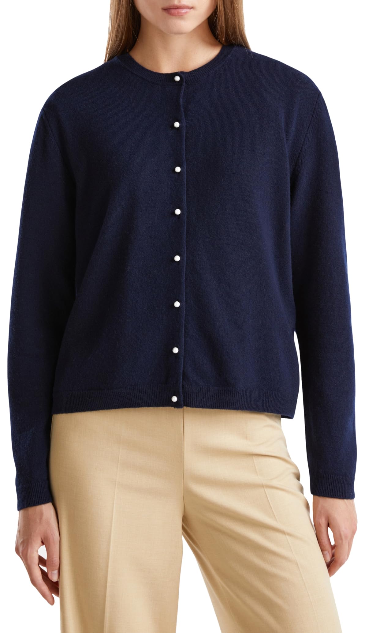 Benetton 1002d501u Cardigan Donna Grigio Girocollo