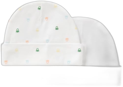 Benetton set 2 berretti costina organica con logo