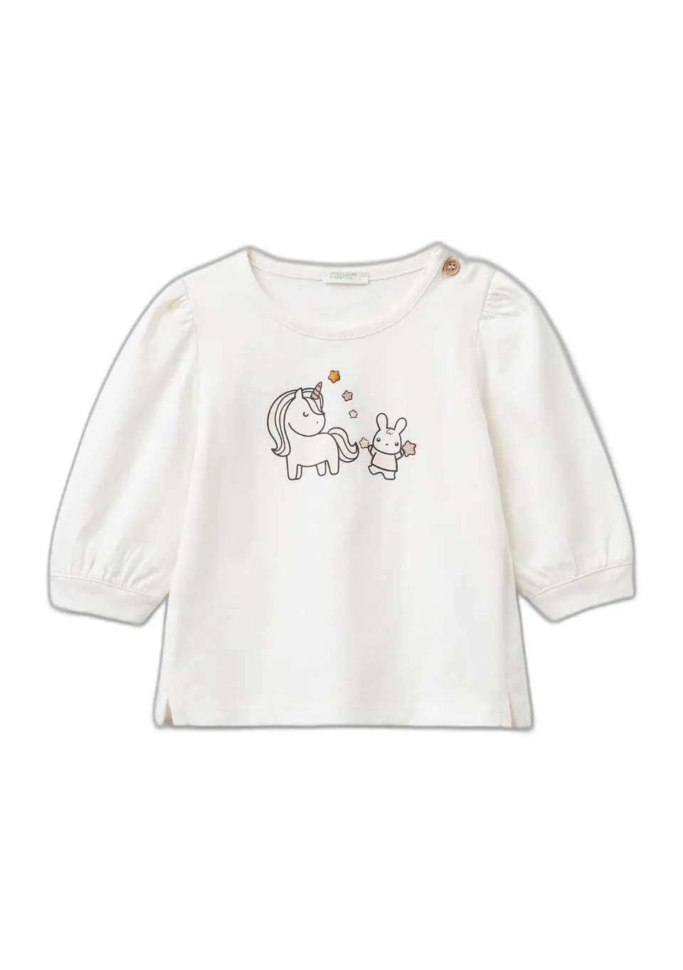 Benetton 3I1XA1048 T-Shirt Bimba 50 Manica Lunga Ricamo