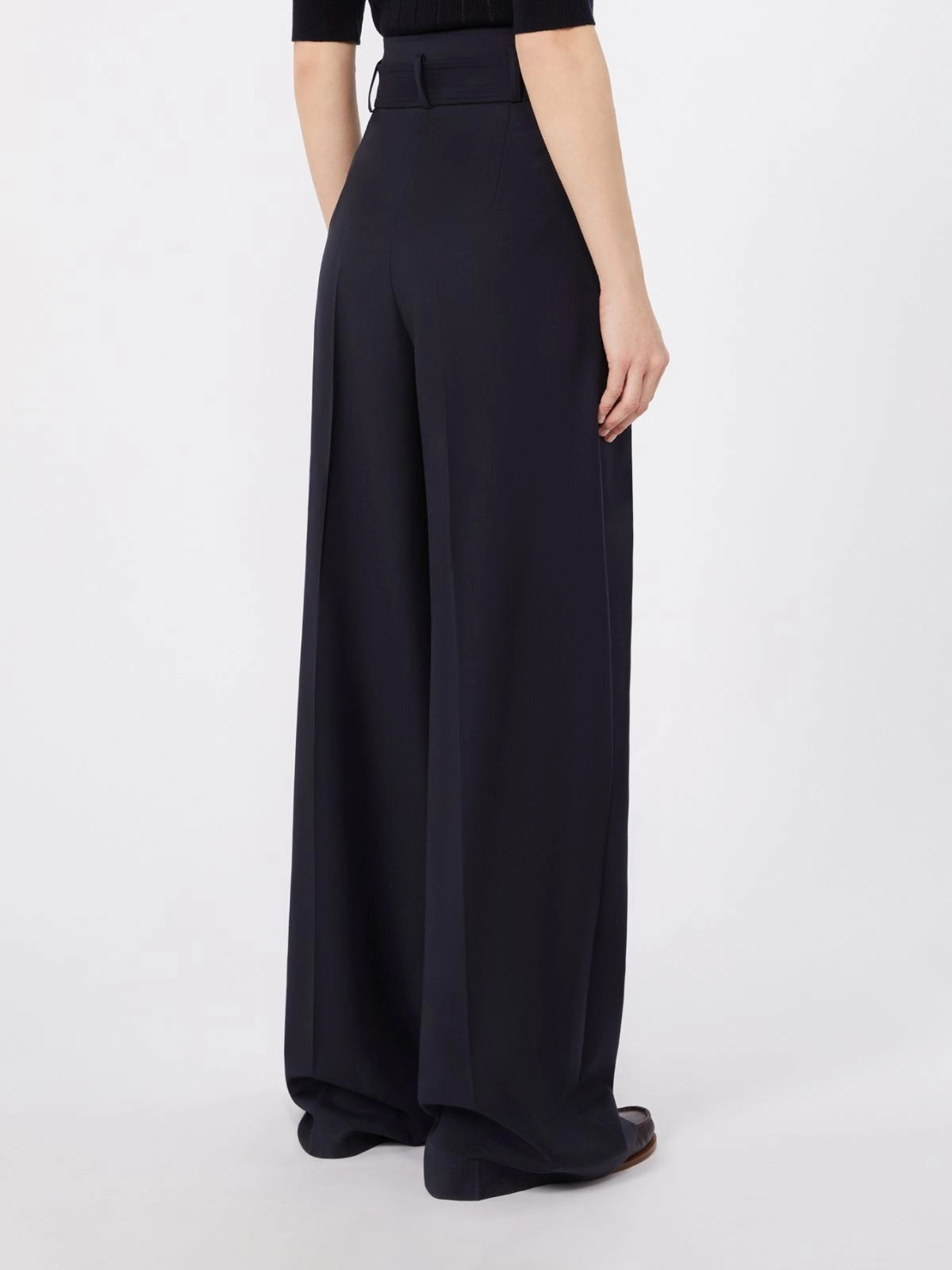 Max Mara Studio MSTSERIO008 Pantaloni Blu Taglia 42 Vita Alta