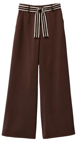 Benetton Pantaloni Gamba Ampia Donna Marrone