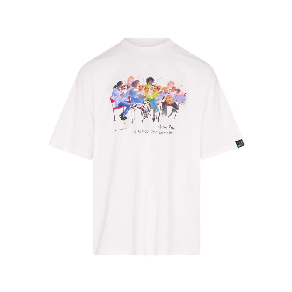Martine Rose Oversized T-Shirt bianca cotone grafica stampata