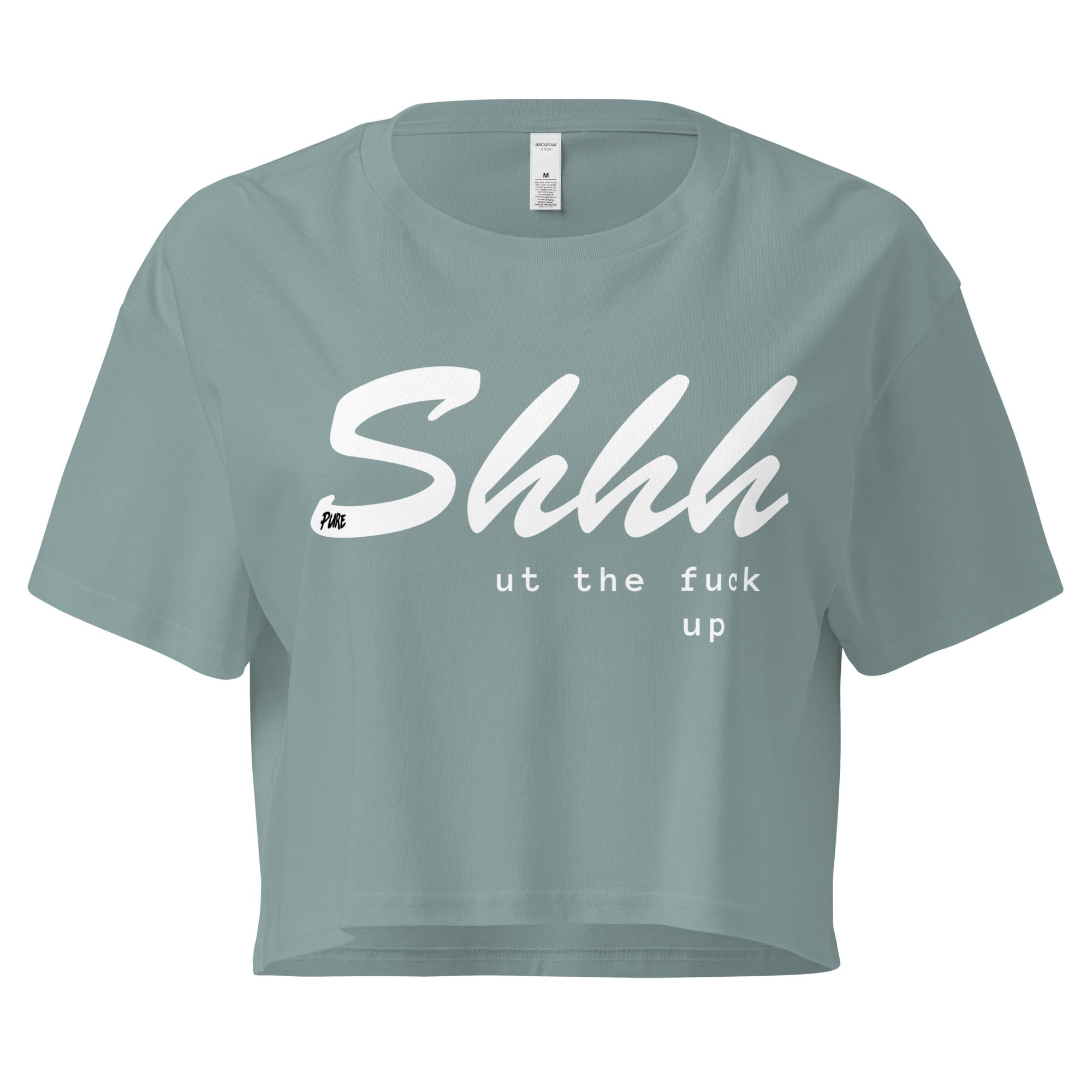 Pure Trash Womens T-Shirts Shhhut crop top donna cotone nero