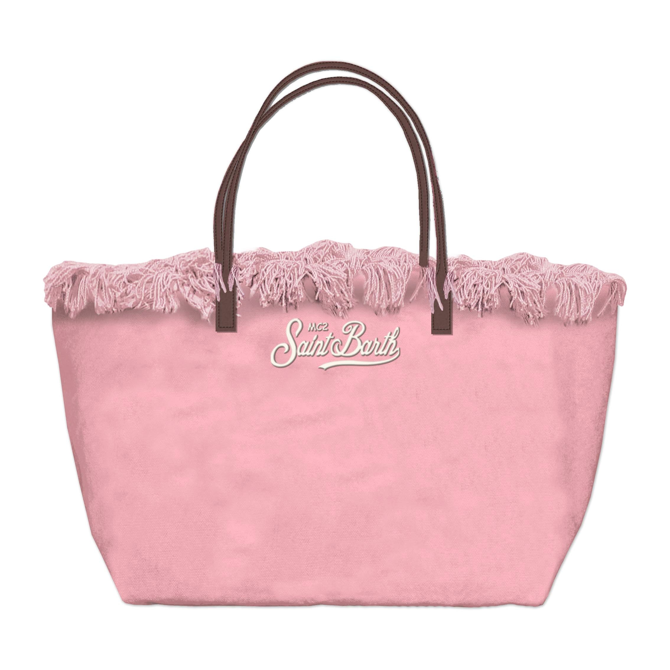 MC2 Saint Barth City Bag Fringe Mid Borsa Donna Rosa Canvas