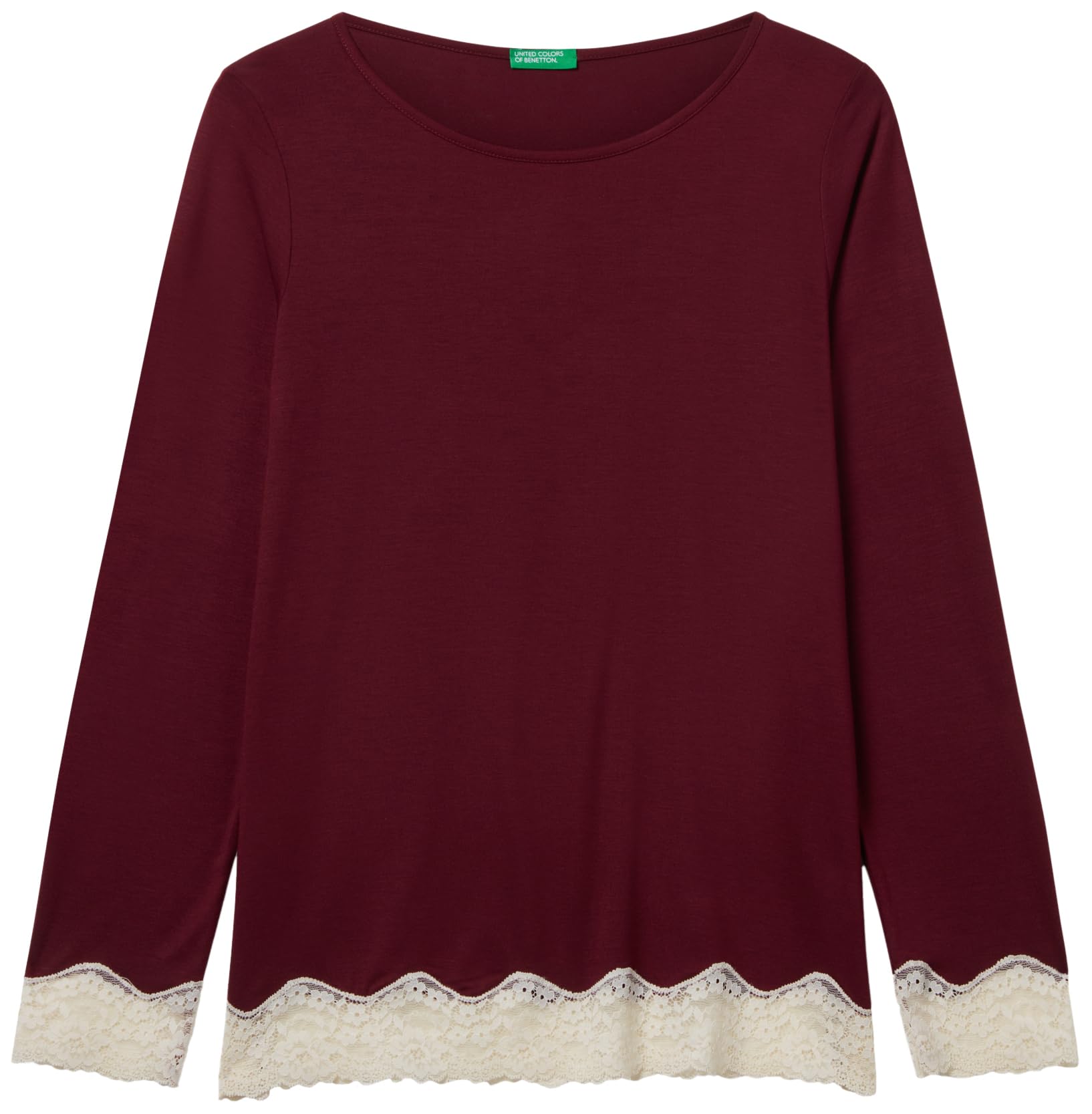 Benetton Maglieria 3z123m07x Maglione Donna Rosso Viscosa Pizzo