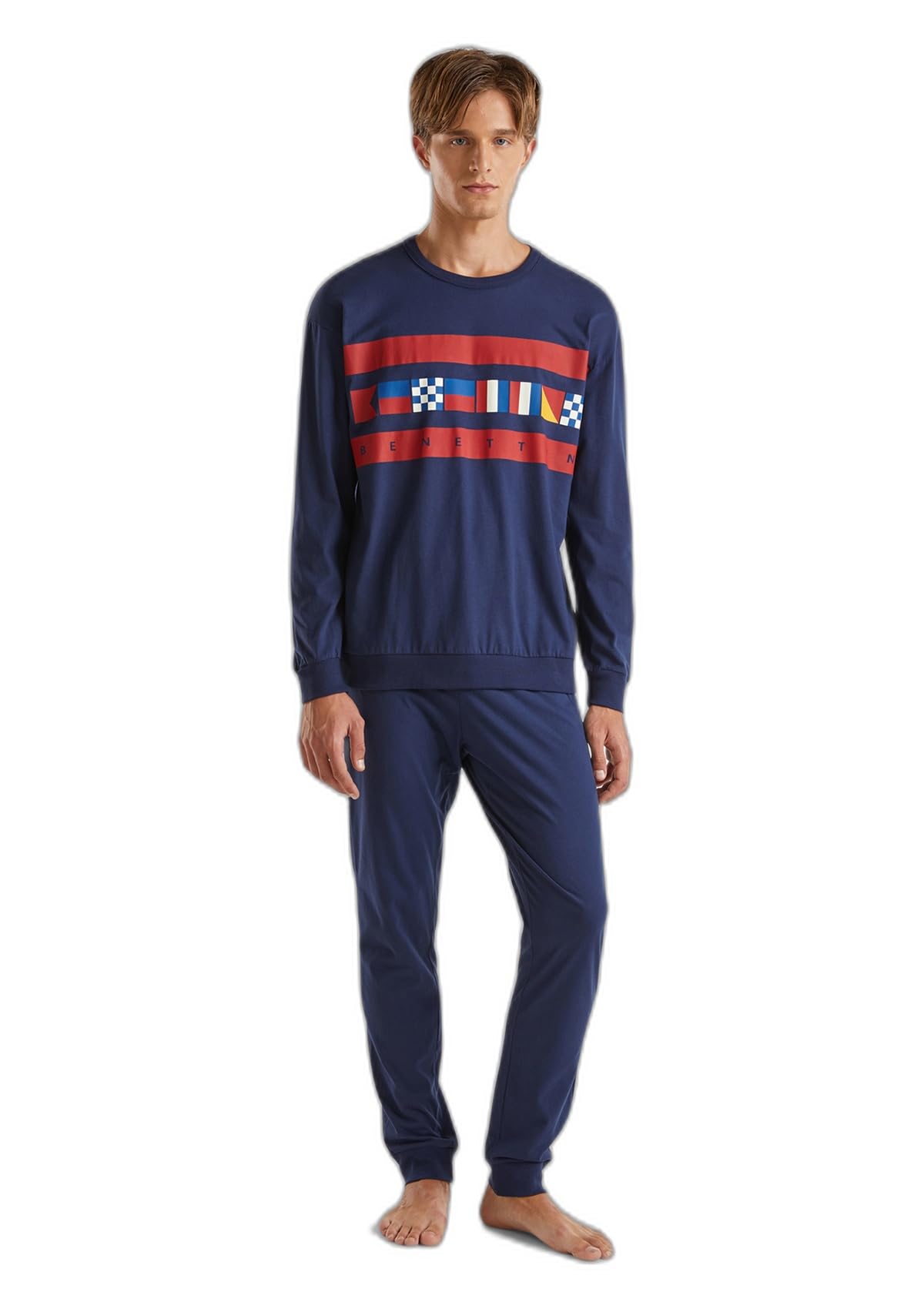 Benetton 3vd04p02d pigiama uomo taglia L cotone