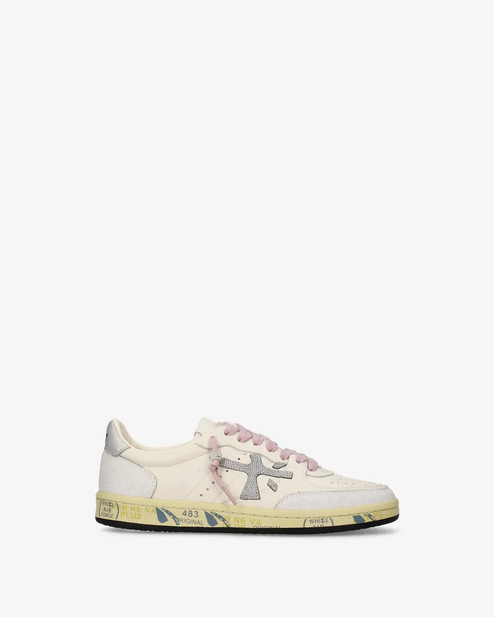 Premiata Bsktclay 8467 Sneakers Donna Bianco Grigio Rosa Pelle
