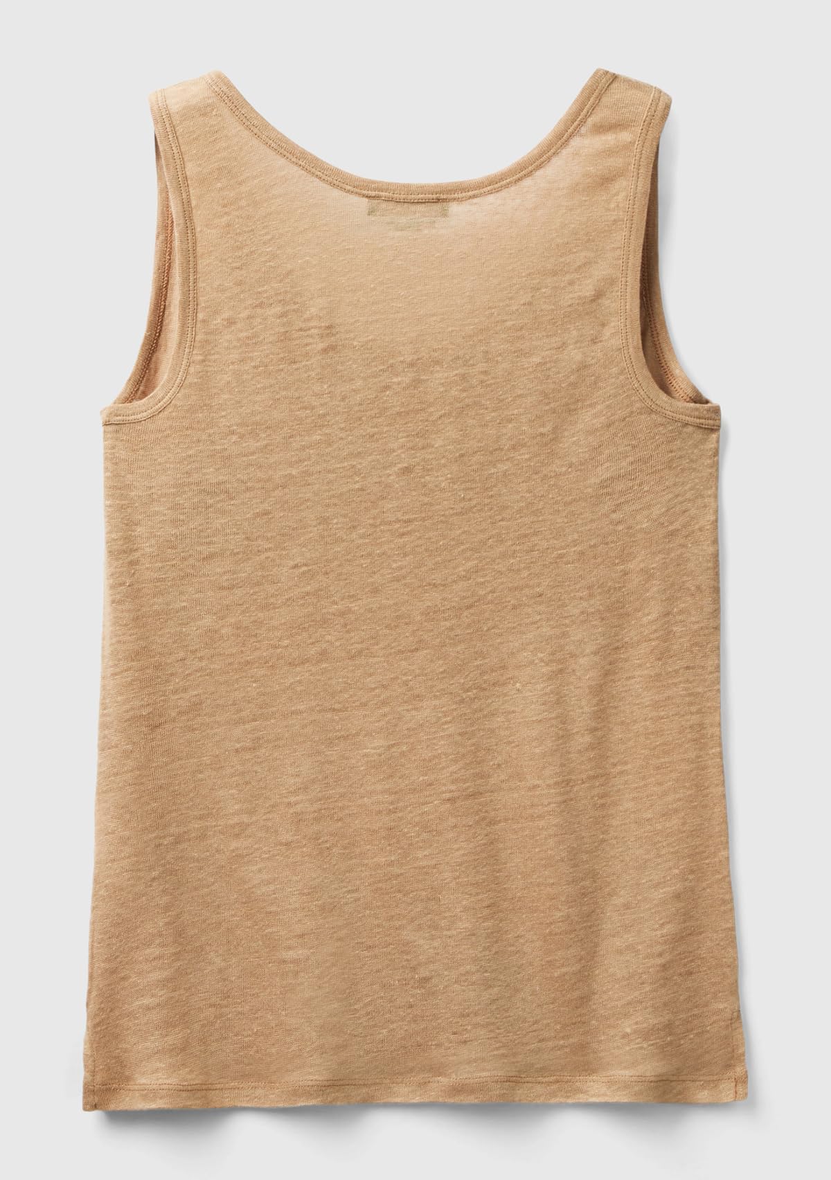 Benetton canottiera donna lino regular cammello 193 canotta