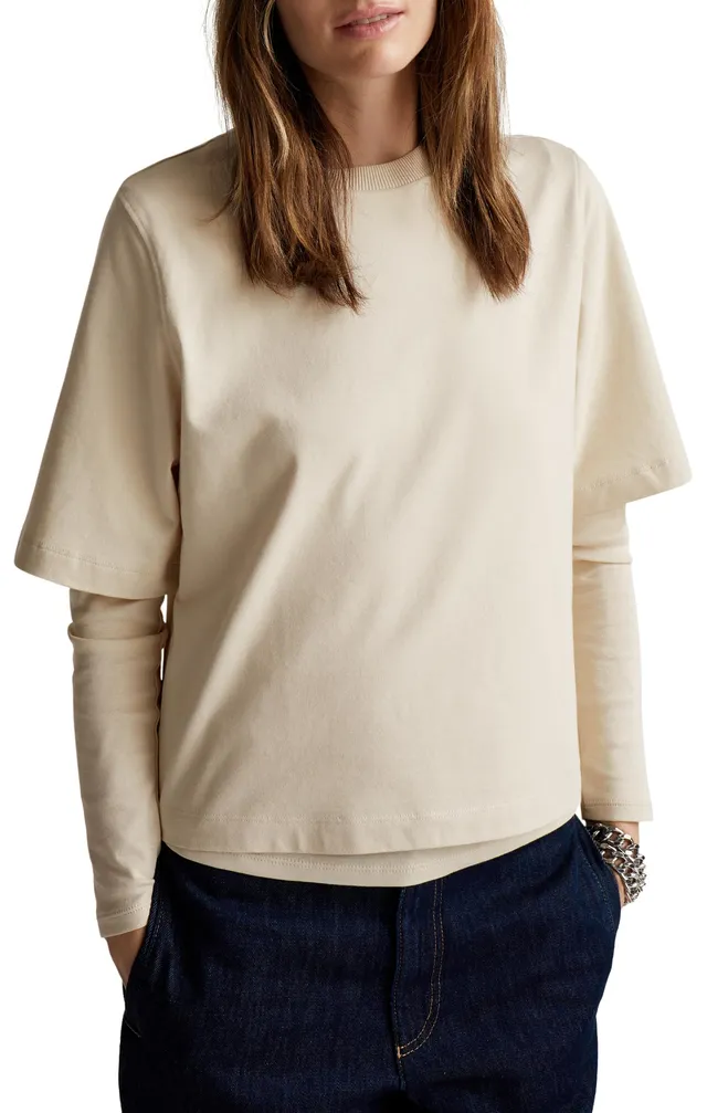 Benetton 3BL0E17G5 T-Shirt Donna Beige XS Boxy
