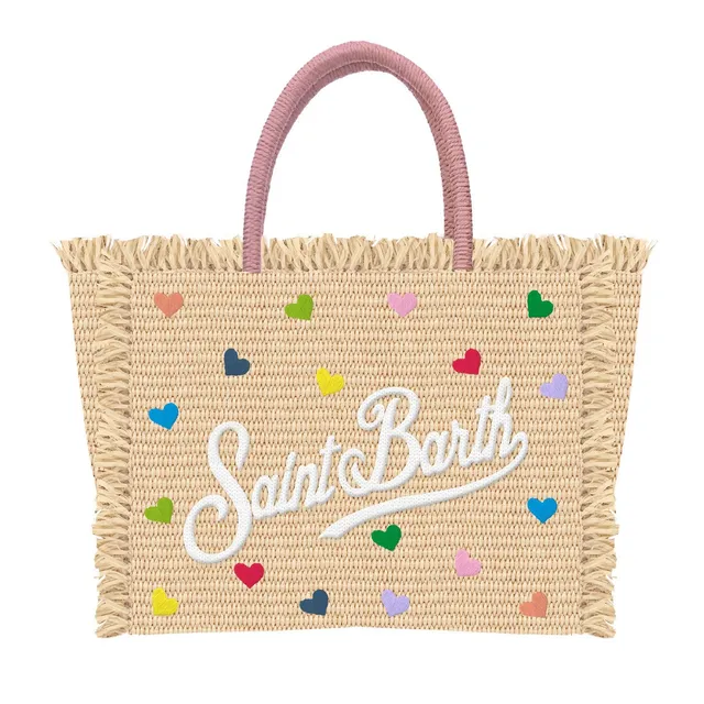 MC2 Saint Barth Colette Straw borsa beige cuori