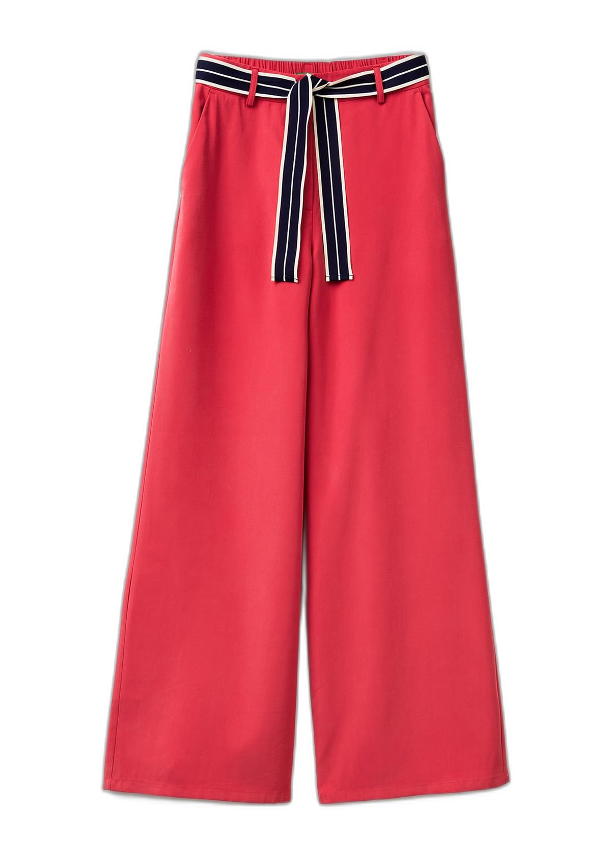 Benetton Pantaloni Gamba Ampia Donna Marrone