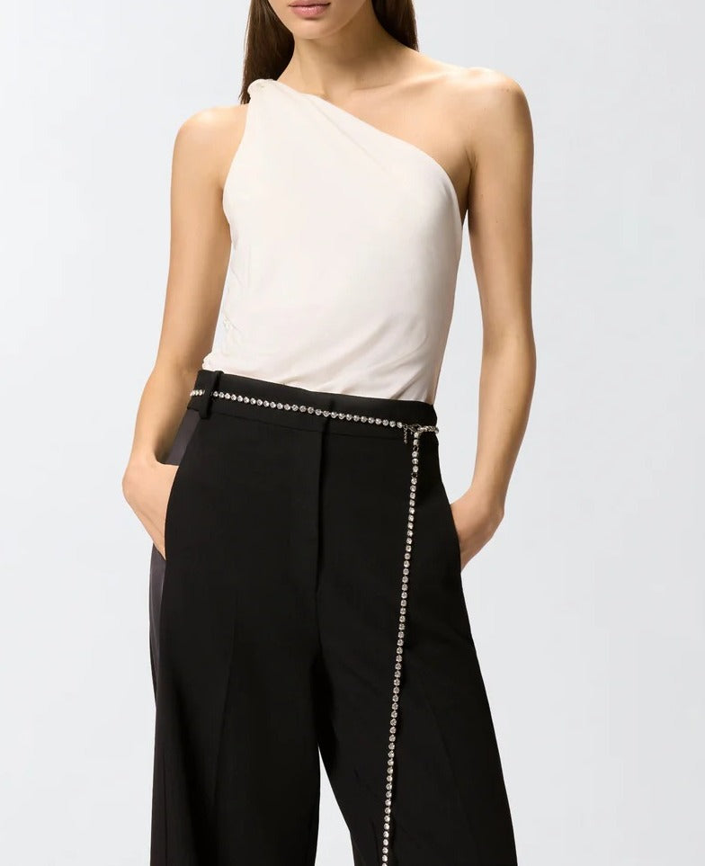 Pinko Kristel 106544 A37V top bianco monospalla nodo
