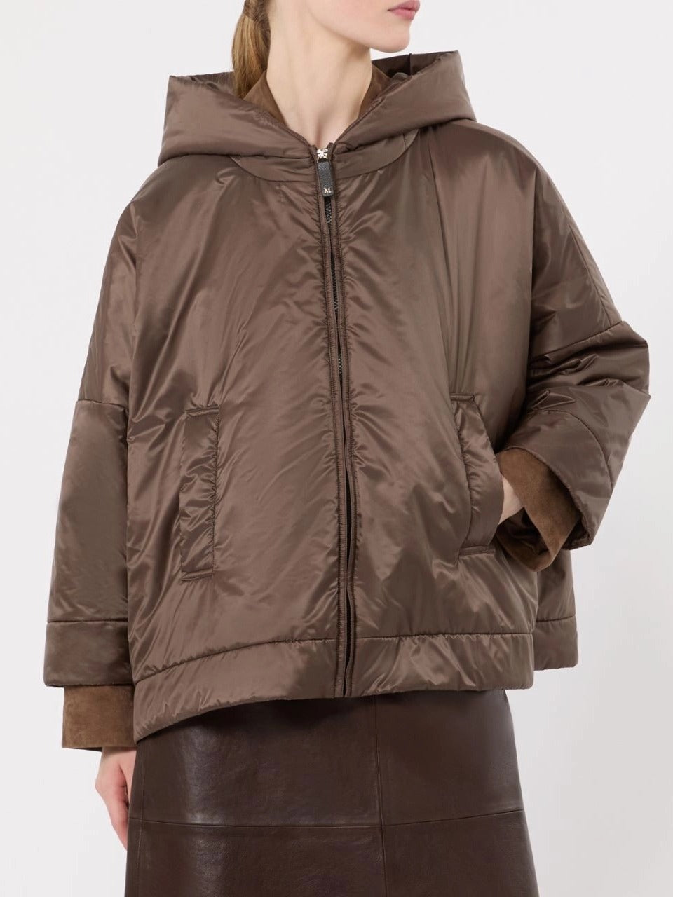 Max Mara The Cube MTCFIORE096 piumino marrone gold over