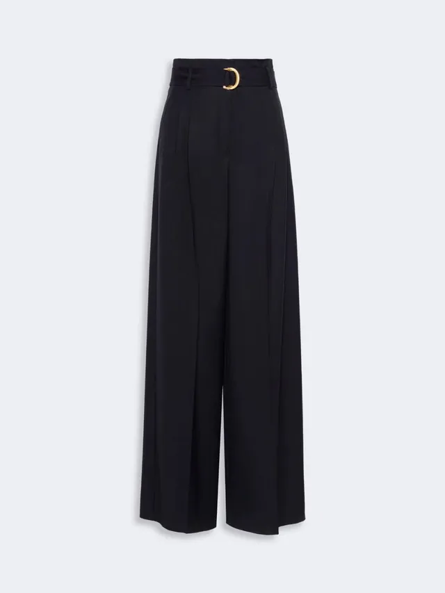 Max Mara Studio MSTSERIO008 Pantaloni Blu Taglia 42 Vita Alta