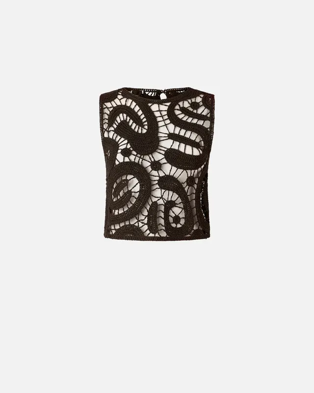 Pinko Eruzione 106438 A354 Top Marrone Crochet