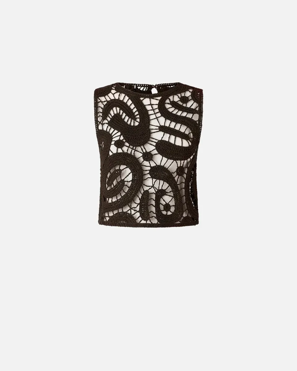 Pinko Eruzione 106438 A354 Top Marrone Crochet