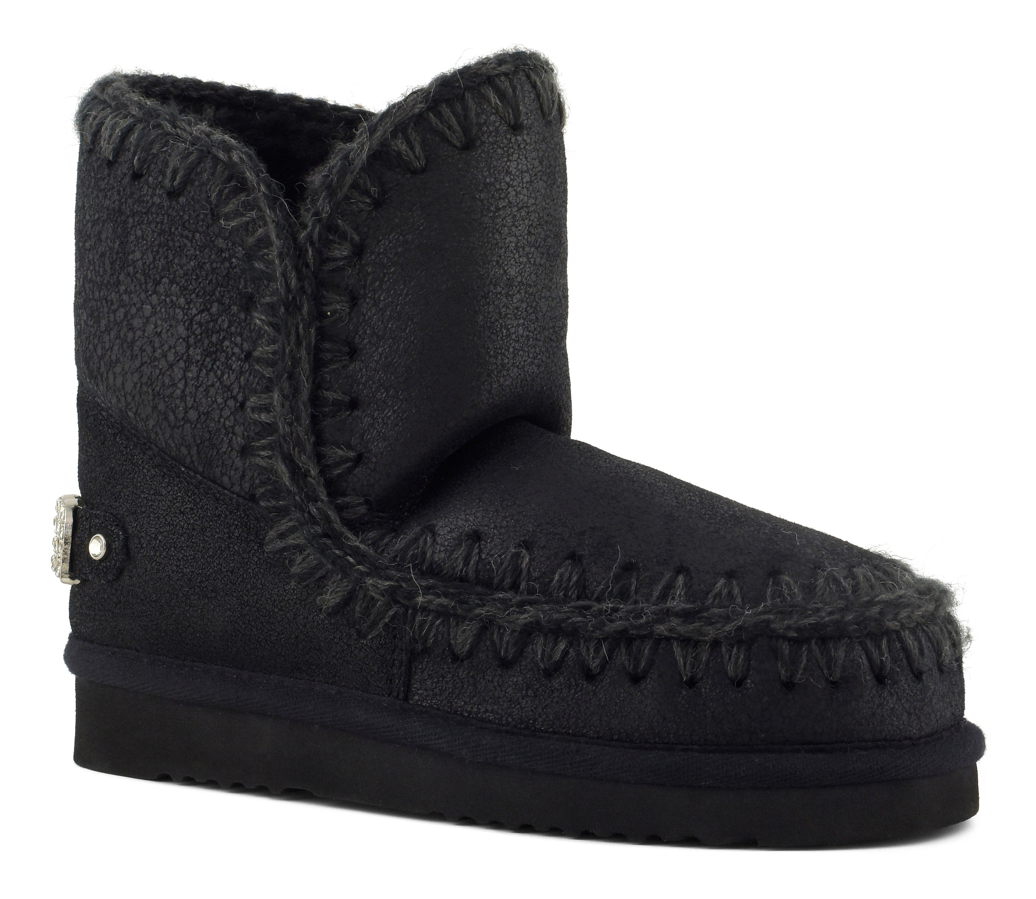 Mou Eskimo 18 FW101036B stivaletti donna Cracked Black strass
