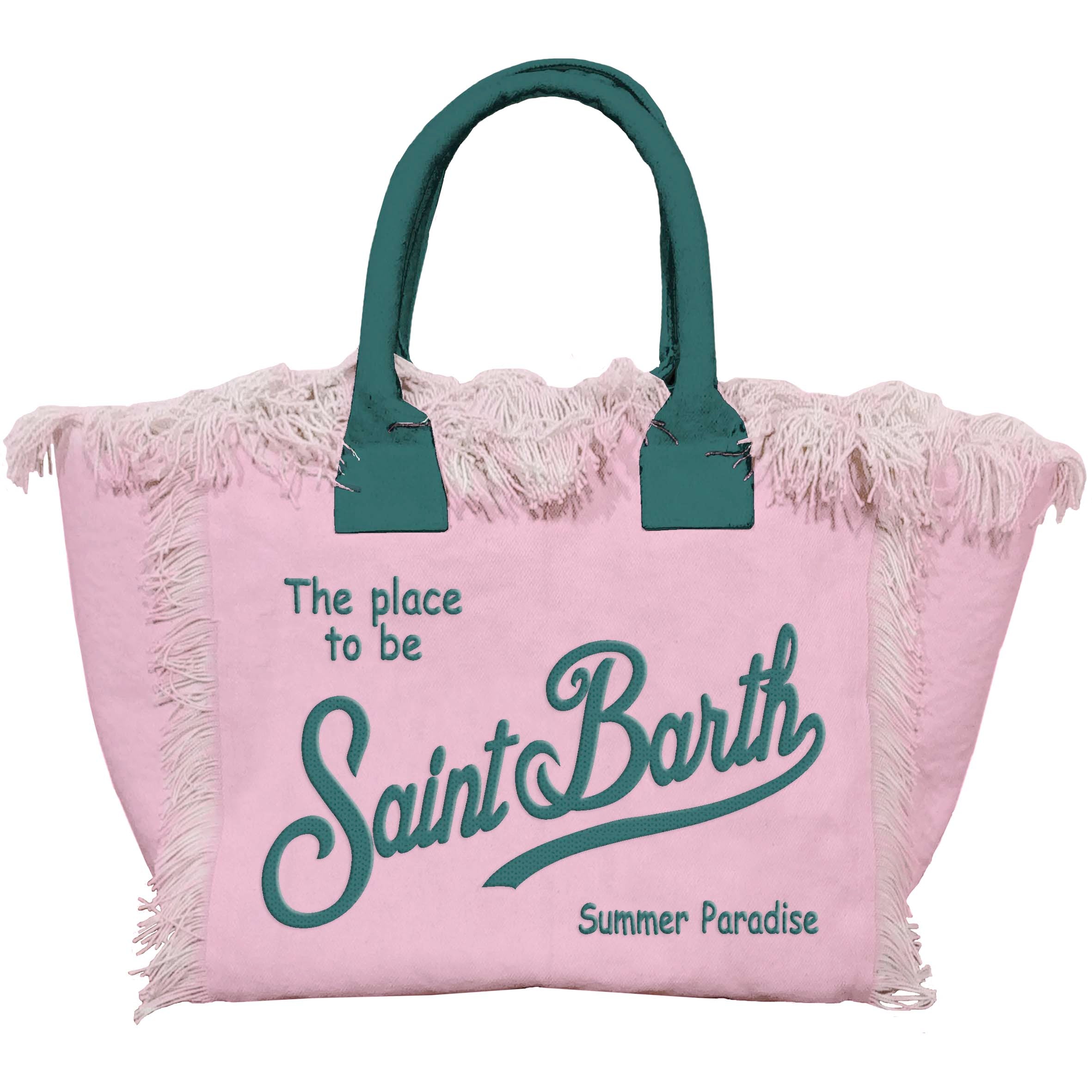 MC2 Saint Barth Vanity Borsa Rosa Verde Canvas 40x32cm