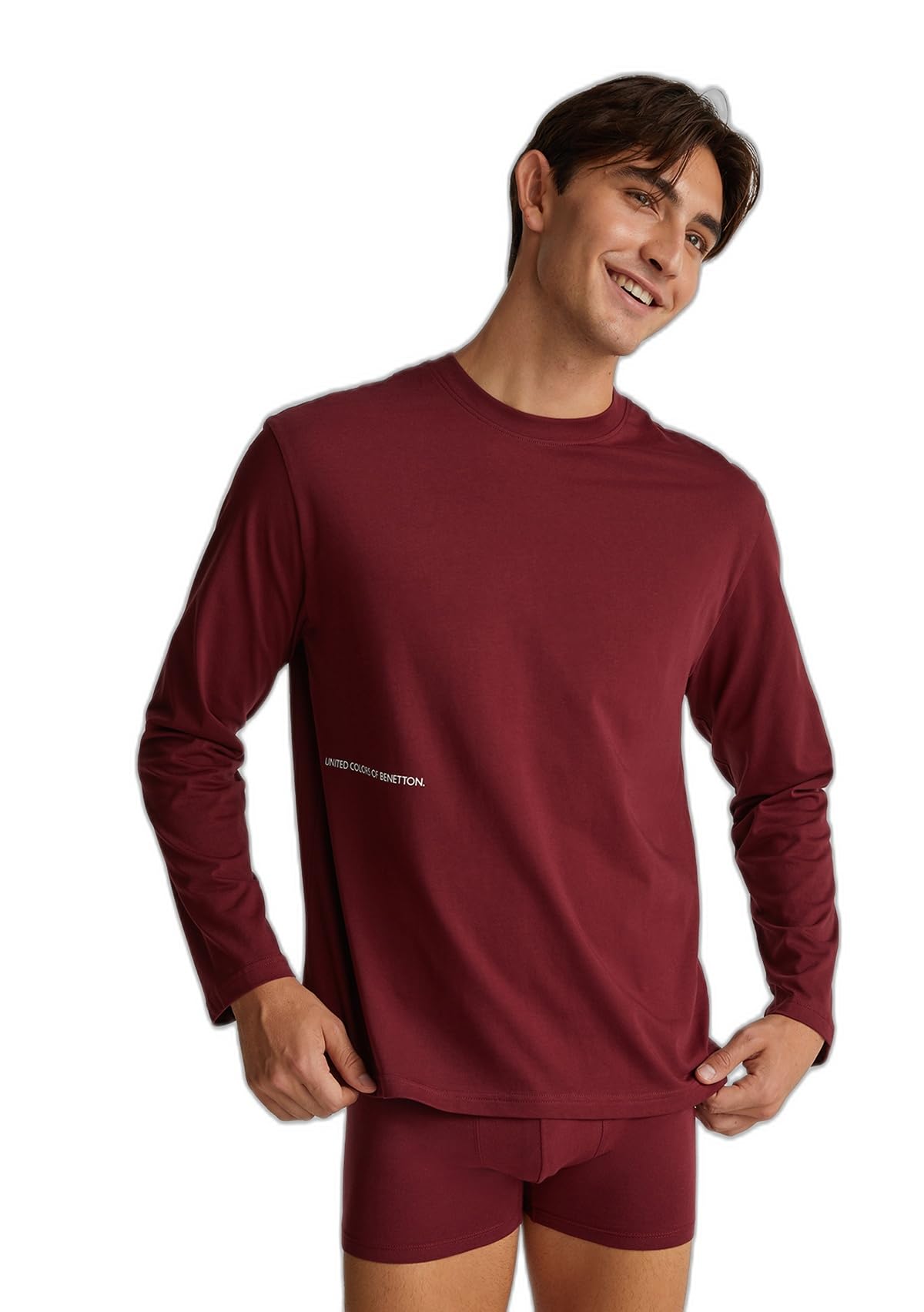Benetton 30964m021 Maglia Pigiama Uomo Jersey Stampa