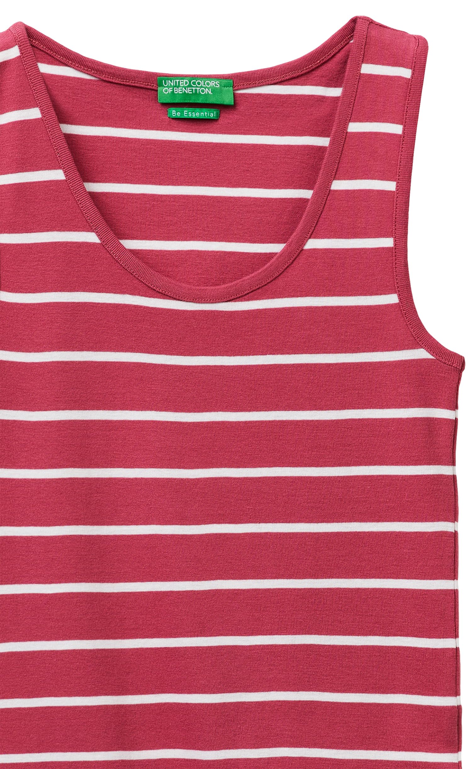 Benetton 339PDH018 Canotta Donna Rosa Rigata