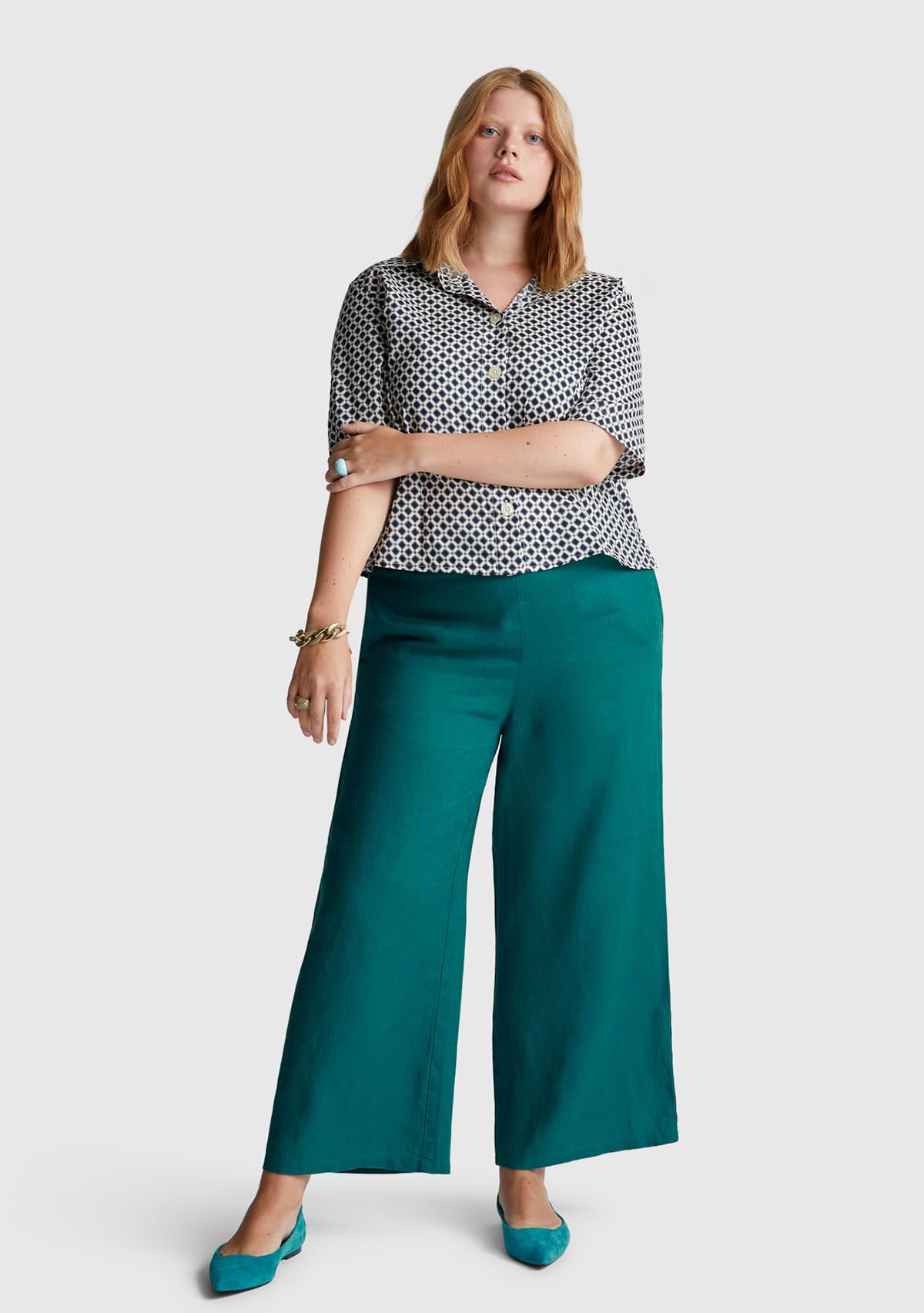 Benetton 4aghdf09g Pantaloni Donna Lino Blu Notte 016
