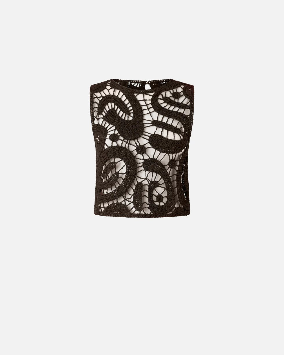Pinko Eruzione 106438 A354 Top Marrone Crochet