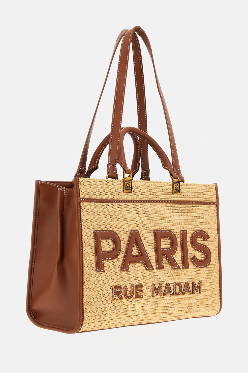 Rue Madam 1533 Iconique Tote borsa paglia brown tracolla